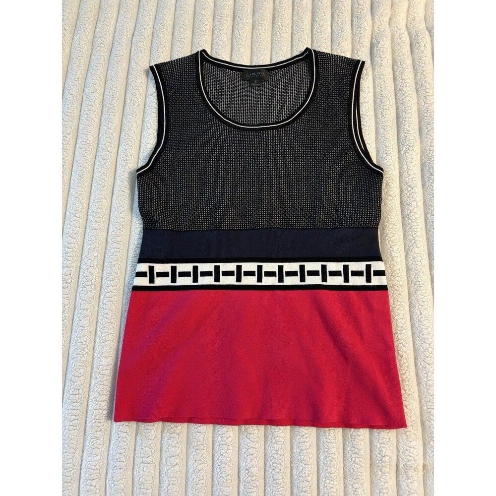 RARE Carlisle Collection Sleeveless sweater Print Womens Large pink black